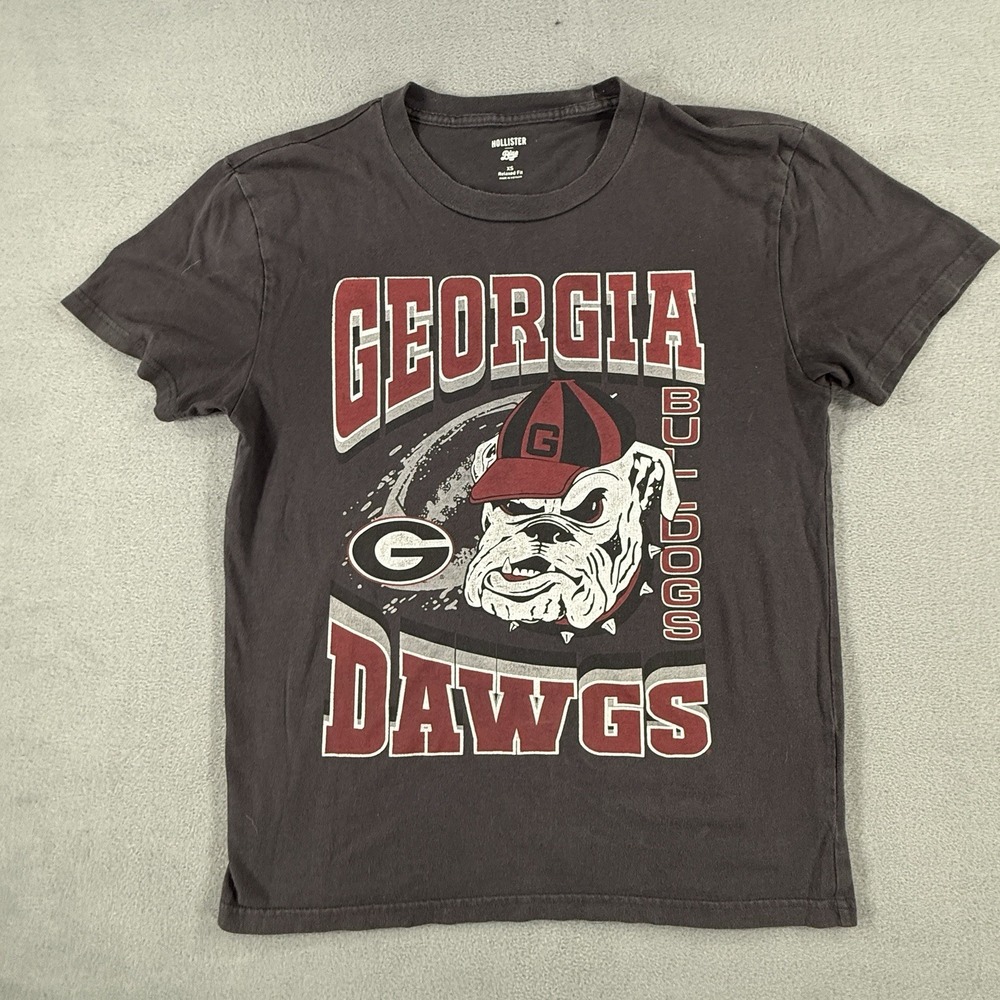 Hollister Georgia Bulldogs XS Graphic Print T Shirt Relaxed Fit Cotton